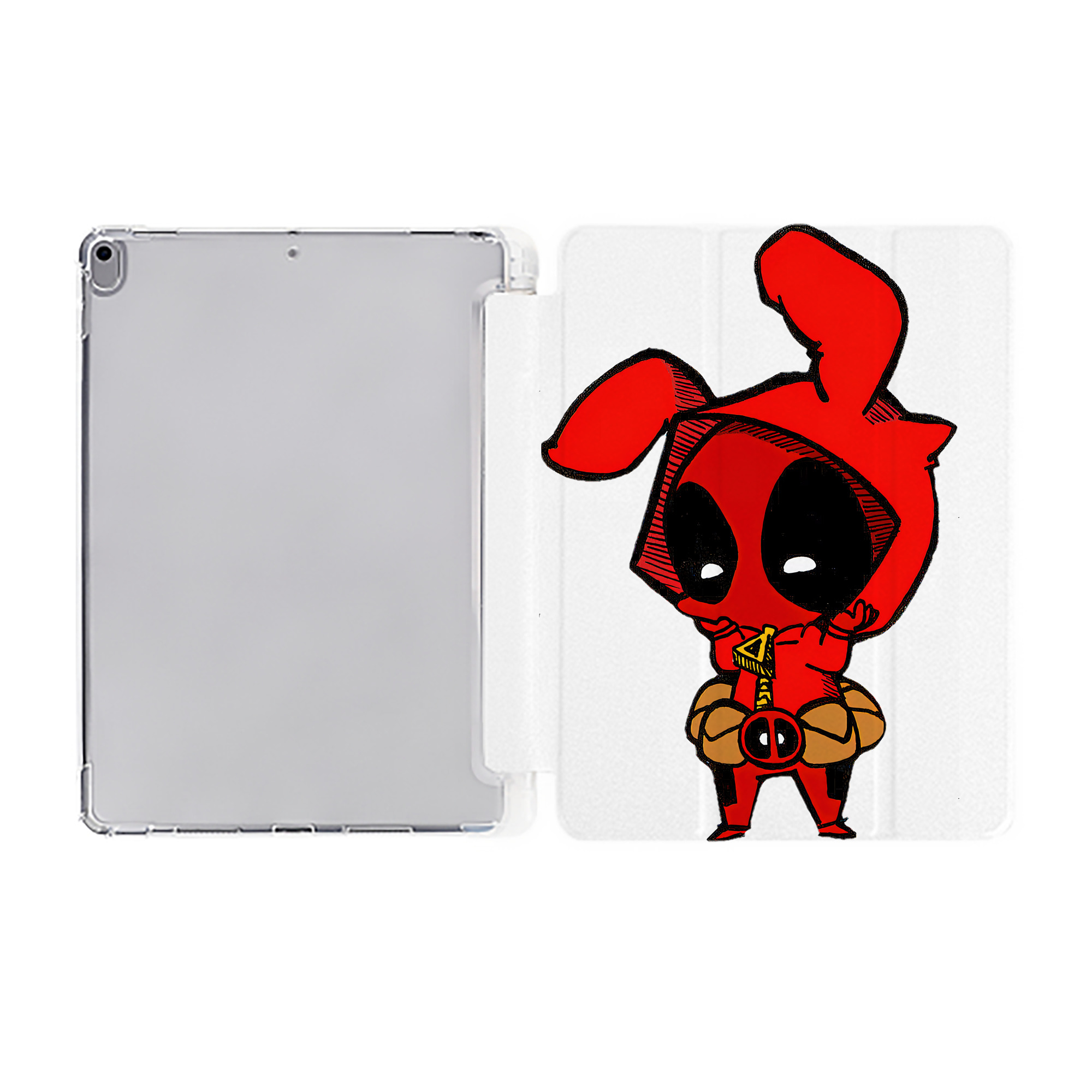 （画像用） Deadpool デッドプール IPad ケース ペン収納付き 三つ折りスタンド PUレザー×シリコン 対応機種9.5/10.5/10.9インチ